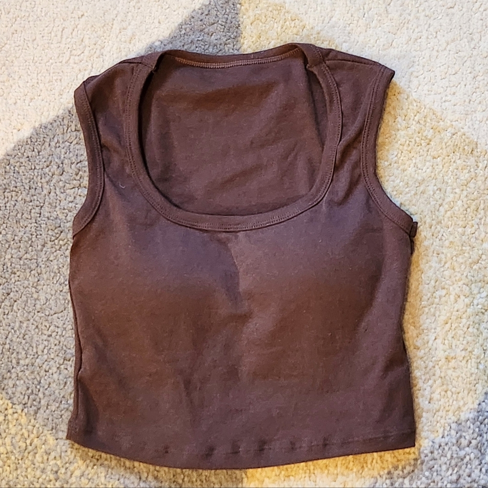 Brown Padded Crop Top - One Size